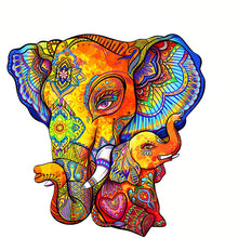 Laden Sie das Bild in den Galerie-Viewer, 2D Holzpuzzle – Indischer Elefant