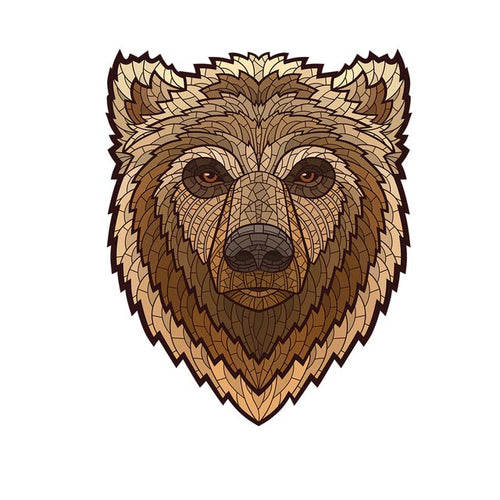 2D Holzpuzzle – Brauner Bär