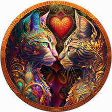 Laden Sie das Bild in den Galerie-Viewer, 2D Holzpuzzle – Bunte Katzenliebhaber