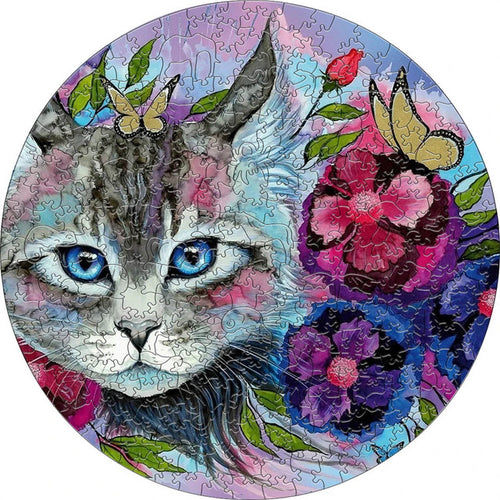 2D Holzpuzzle – Gartenkatze