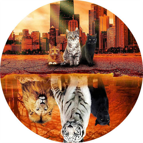 2D Holzpuzzle – Kleine und große Katzen