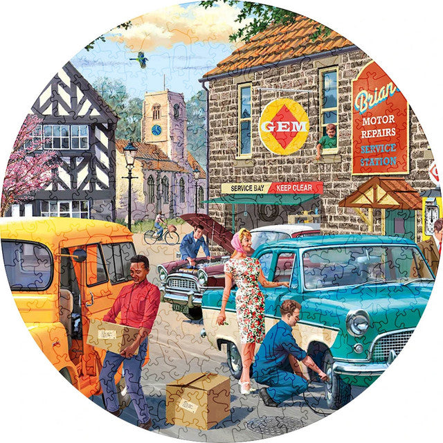 2D Holzpuzzle – Retro-Stadt