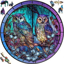 Laden Sie das Bild in den Galerie-Viewer, 2D Holzpuzzle – Eulen der Nacht
