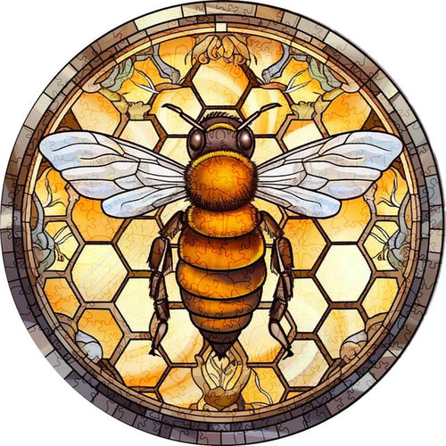 2D Holzpuzzle – Bienenstock in Blüte