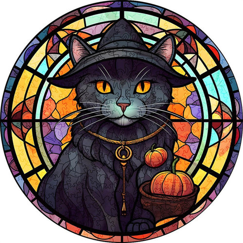 2D Holzpuzzle – Zauberer Katze