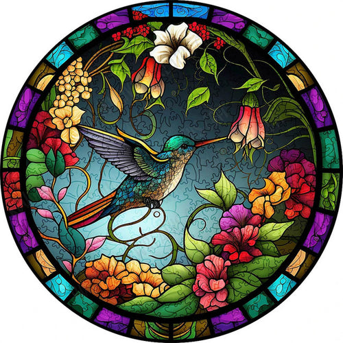 2D Holzpuzzle – Kolibri und verwelkte Blume