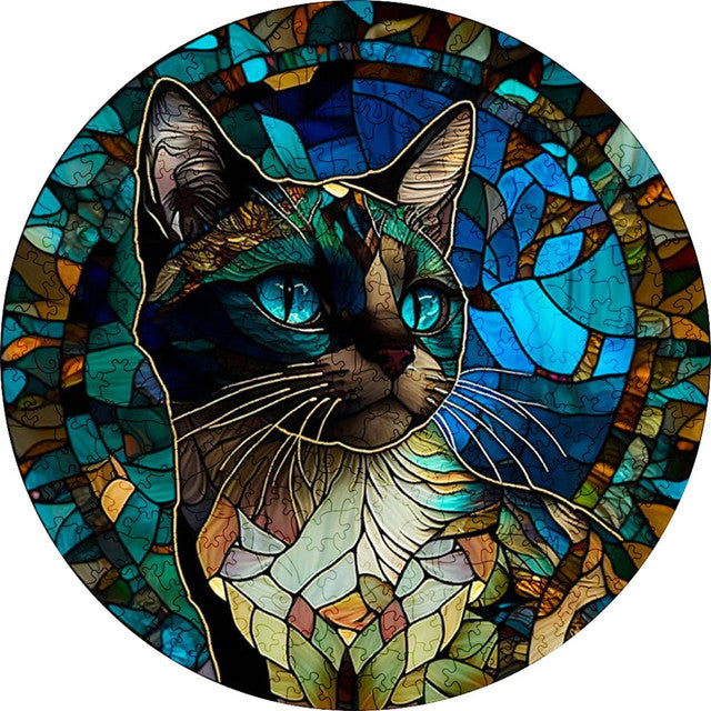 2D Holzpuzzle – Blaugäugige Katze