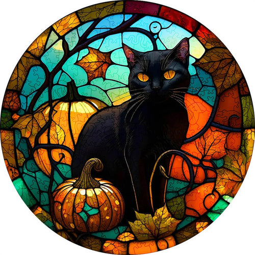2D Holzpuzzle – Unheimliche Katze