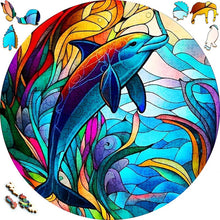 Laden Sie das Bild in den Galerie-Viewer, 2D Holzpuzzle – Blauer Delphin