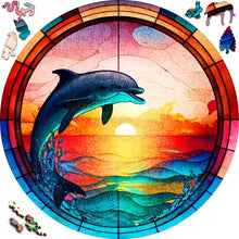 Laden Sie das Bild in den Galerie-Viewer, 2D Holzpuzzle – Springender Delphin
