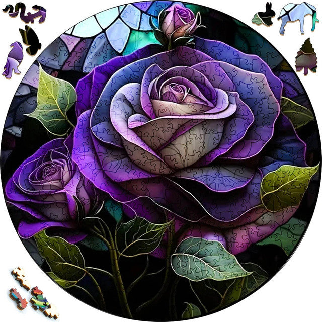 2D Holzpuzzle – Lila Rosen