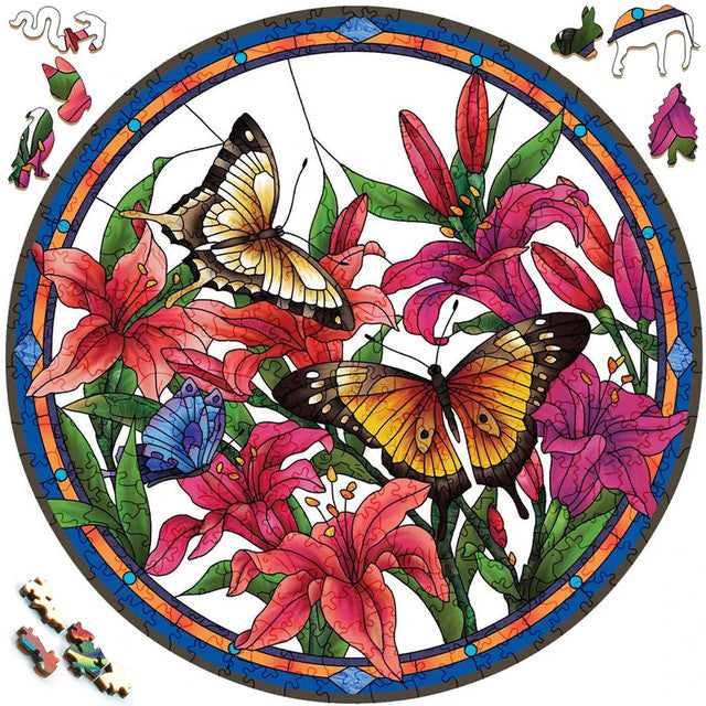 2D Holzpuzzle – Schmetterlinge und Orchideen