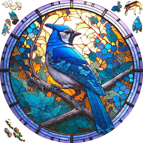 2D Holzpuzzle – Blauhäher