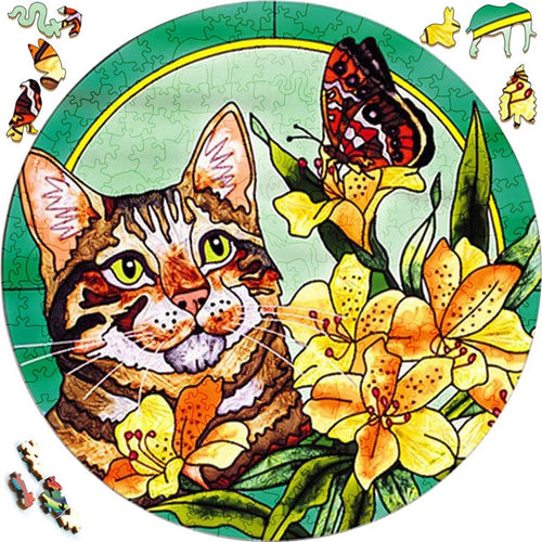 2D Holzpuzzle – Katze in der Natur