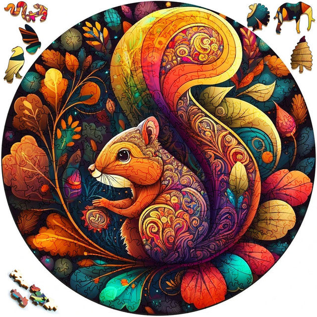 2D Holzpuzzle – Erdiges Eichhörnchen