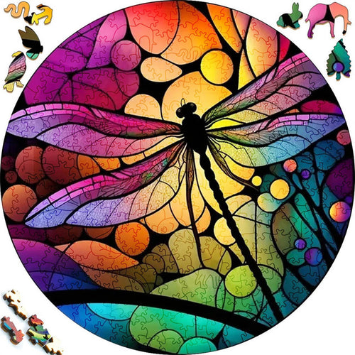 2D Holzpuzzle – Regenbogenlibelle