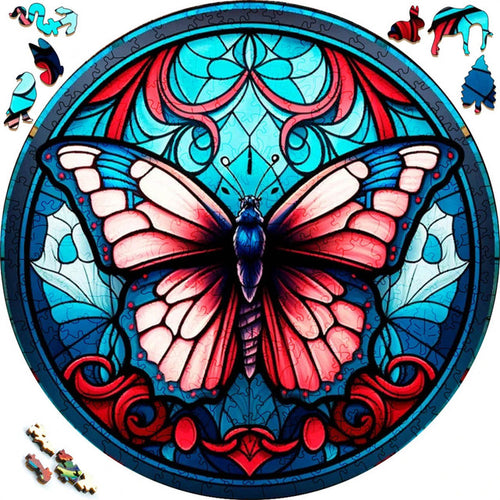 2D Holzpuzzle – Rot- und Blauschmetterling