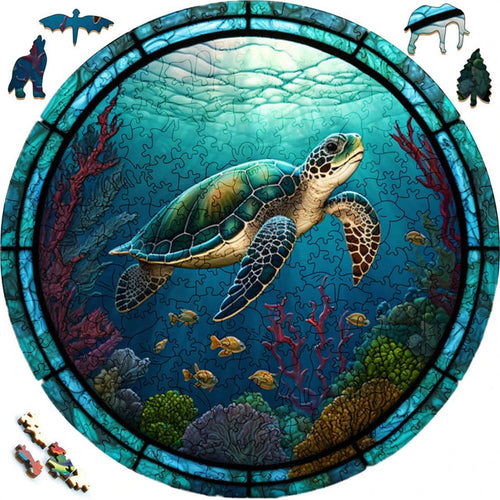 2D Holzpuzzle – Schwimmende Schildkröte