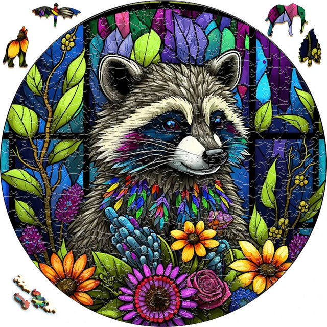 2D Holzpuzzle – Waschbär in der Natur