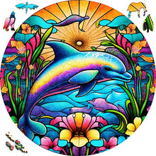 Laden Sie das Bild in den Galerie-Viewer, 2D Holzpuzzle – Regenbogen-Delfin