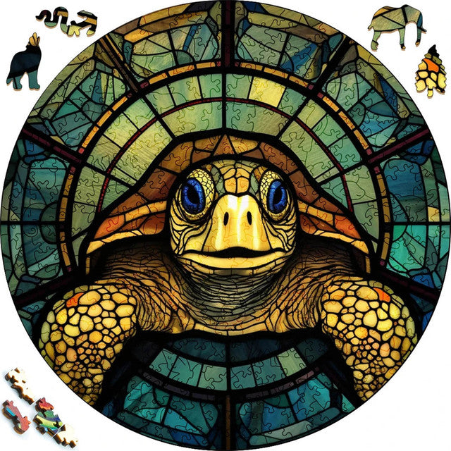 2D Holzpuzzle – Freundliche Schildkröte