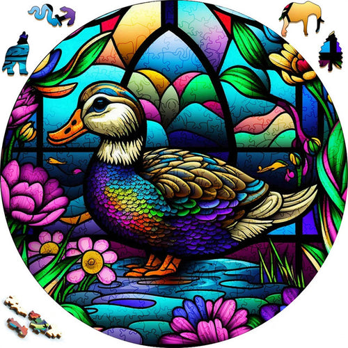 2D Holzpuzzle – Bunter Ente