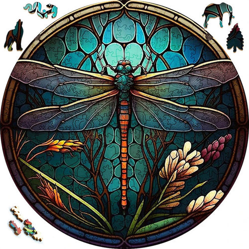 2D Holzpuzzle – Blauer Libelle