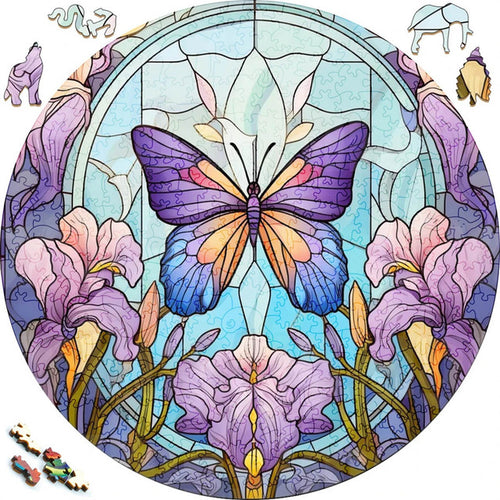 2D Holzpuzzle – Schmetterling und Orchideen