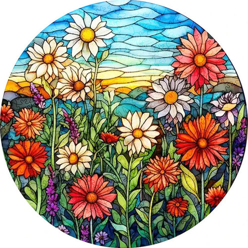 2D Holzpuzzle – Feld der Blumen