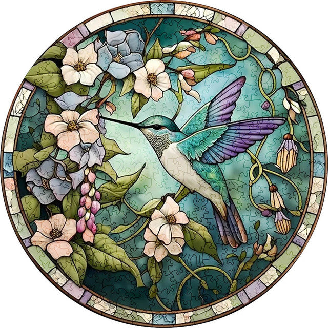 2D Holzpuzzle – Kühler Kolibri