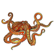 Laden Sie das Bild in den Galerie-Viewer, 2D Holzpuzzle – Oranger Oktopus