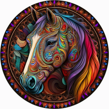 Laden Sie das Bild in den Galerie-Viewer, 2D Holzpuzzle – Buntes Pferd