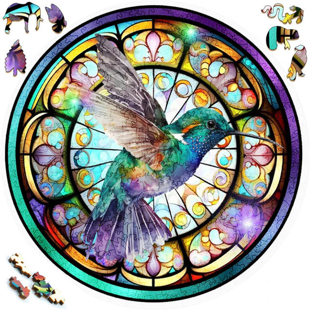 2D Holzpuzzle – Pastellkolibri