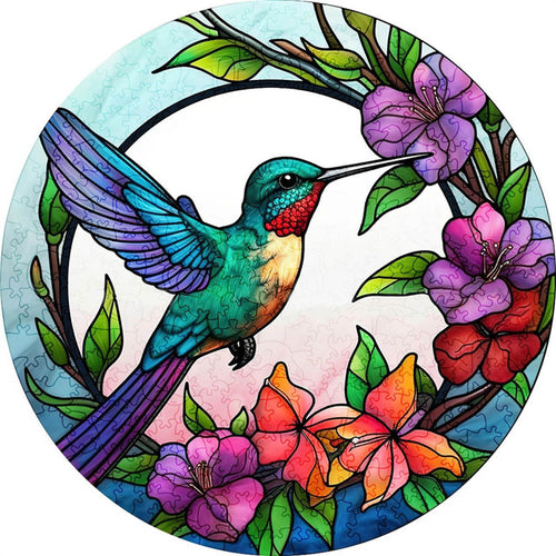 2D Holzpuzzle – Kolibri-Frühling