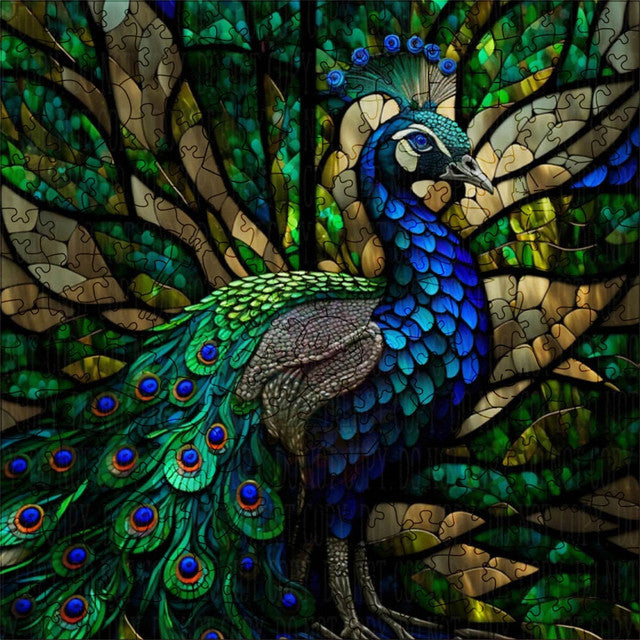 2D Holzpuzzle – Pfau in der Natur