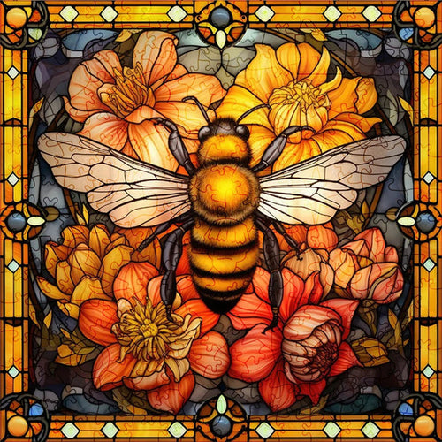 2D Holzpuzzle – Biene auf Blumen