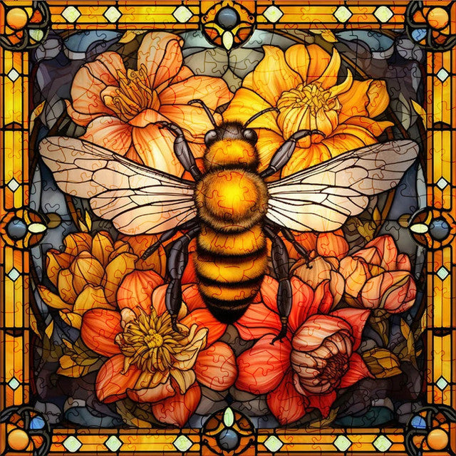 2D Holzpuzzle – Biene auf Blumen