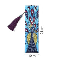 Laden Sie das Bild in den Galerie-Viewer, Lesezeichen Diamond Painting mit Pfau Blau