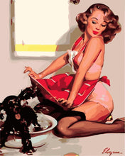 Laden Sie das Bild in den Galerie-Viewer, Pin-Up-Girl mit Hund | Figured&#39;Art