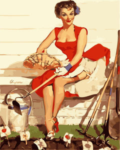 Pin-Up-Girl und Gartenarbeit | Figured'Art
