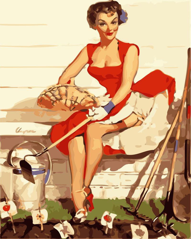 Pin-Up-Girl und Gartenarbeit | Figured'Art