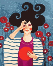 Laden Sie das Bild in den Galerie-Viewer, Frau mit roten Blumen | Figured&#39;Art