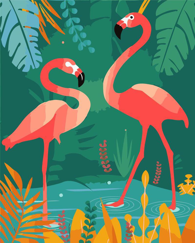 Flamingos im Wasser | Figured'Art