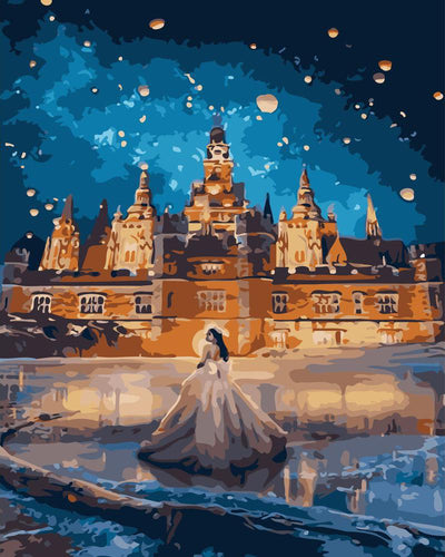Frau im Kleid und großes Gebäude | Figured'Art