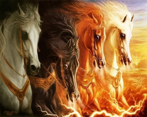 Malen nach Zahlen fŸr Erwachsene |ÊVier Pferde | Figured'Art
