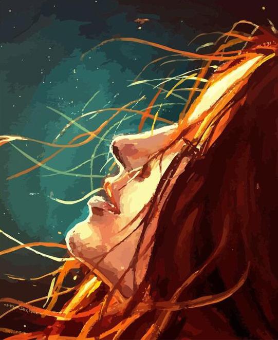 Malen nach Zahlen fŸr Erwachsene |ÊFrau im Wind | Figured'Art