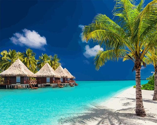 Malen nach Zahlen fŸr Erwachsene |ÊUrlaub in den Malediven | Figured'Art