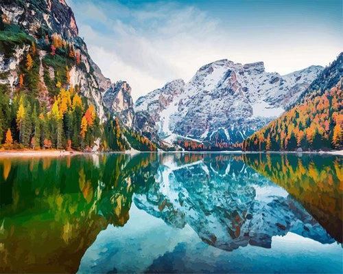 Malen nach Zahlen fŸr Erwachsene |ÊReflexion des großen Sees | Figured'Art