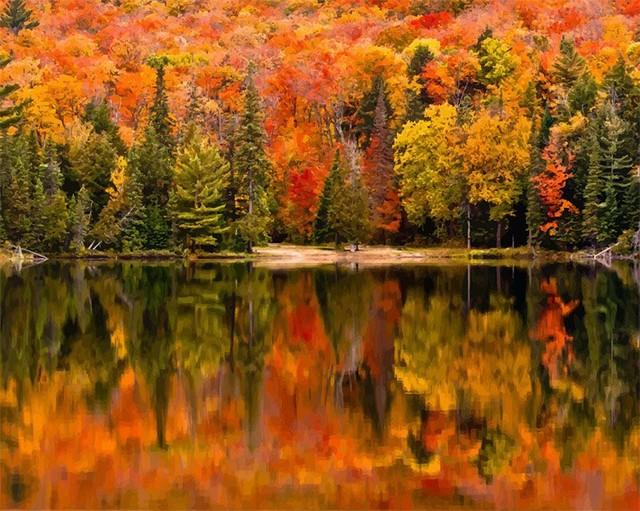 Malen nach Zahlen fŸr Erwachsene |ÊReflexion im See im Herbst | Figured'Art