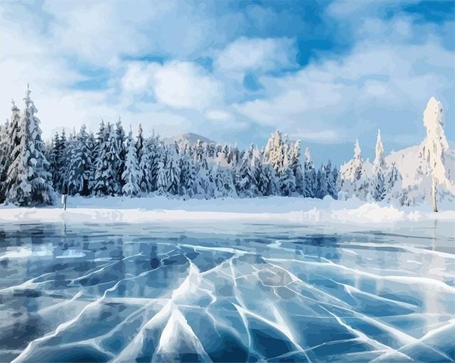 Malen nach Zahlen fŸr Erwachsene |ÊEis- und Schneelandschaften | Figured'Art